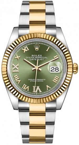 Montre Rolex Datejust à cadran vert pour femmes 126233