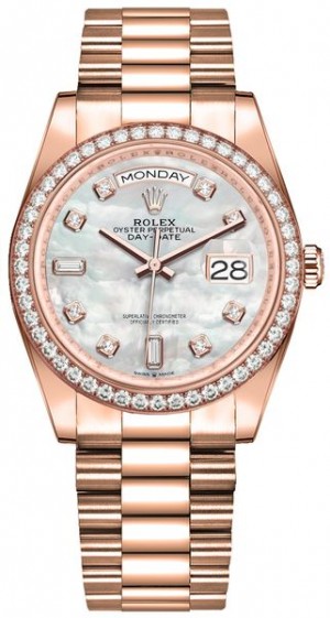 Montre Rolex Day-Date 36 Diamond Everose Gold pour homme 128345RBR