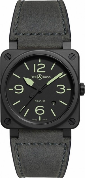 Bell & Ross Aviation Instruments Montre pour homme en céramique noire BR0392-BL3-CE/SCA
