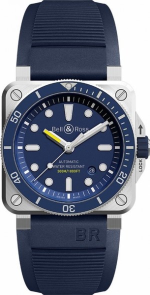 Bell & Ross Aviation Instruments Montre pour homme à cadran bleu BR0392-D-BU-ST/SRB