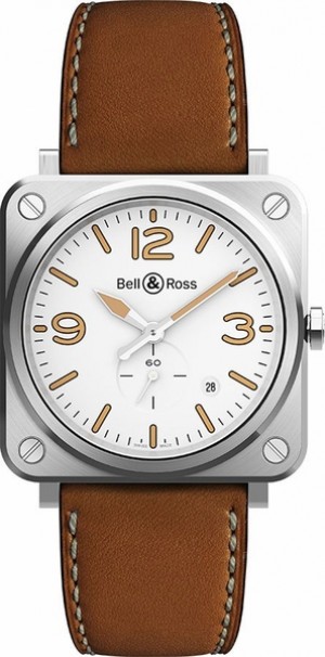 Bell & Ross Aviation Instruments Montre pour homme à cadran blanc BRS-WHERI-ST-SCA