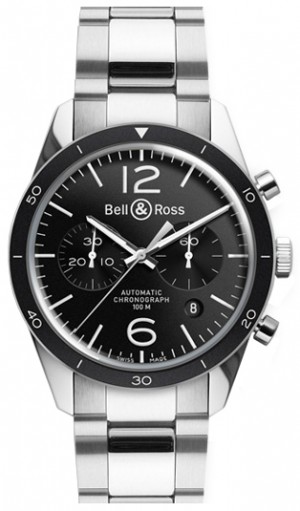 Bell & Ross Montre Vintage originale en acier inoxydable pour homme BRV126-BL-BE/SST