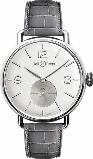 Montre de luxe Bell & Ross Vintage à cadran argenté pour hommes WW1 BRWW1-ME-AG-OP/SCR