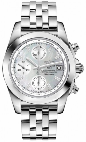 Chronomètre Breitling 38 cadran blanc perlé Women's Watch W1331012/A774-385A