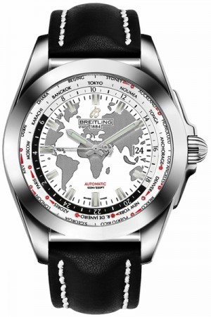 Breitling Galactic Unitime World Map Montre pour homme à cadran blanc WB3510U0/A777-435X