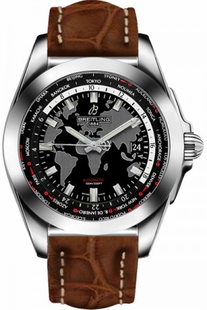 Montre Breitling Galactic Unitime Trophy cadran noir pour hommes WB3510U4/BD94-500P