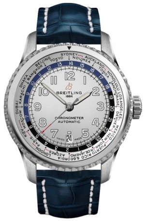 Montre Breitling Aviator 8 Unitime 43mm à cadran argenté pour hommes AB3521U01G1P2