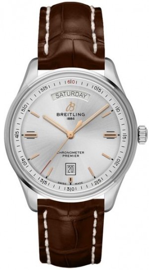 Montre Breitling Premier Day Day Date à cadran argenté pour hommes A45340211G1P2