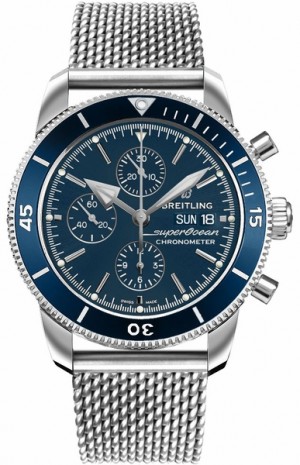 Chronographe Breitling Superocean Heritage II 44 Montre pour homme à cadran bleu A13313161C1A1