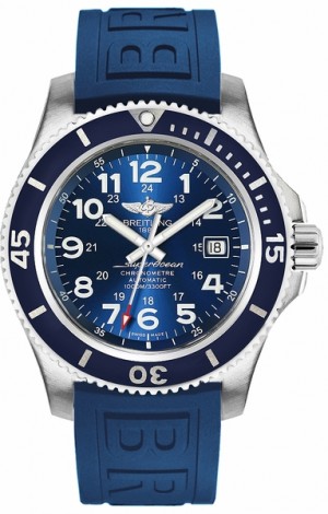 Montre de luxe Breitling Superocean II 44 bleu pour hommes A17392D81C1S2