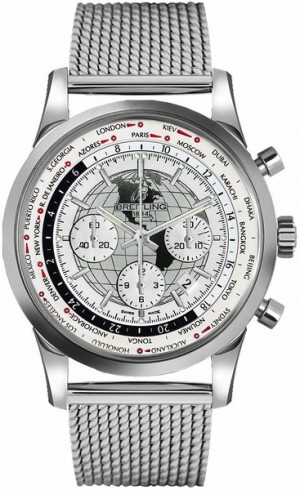 Montre Breitling Transocean Chronograph Unitime Polar White Dial pour homme AB0510U0/A790-152A