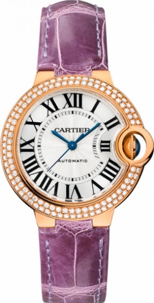 Montre pour femme Cartier Ballon Bleu en or rose 18 carats avec diamants WE902066