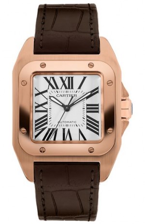 Cartier Santos 100 or rose 18k pour hommes Voir W20108Y1