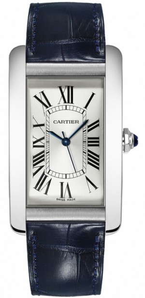 Cartier Tank Americaine Montre décontractée pour homme à cadran argenté WSTA0018