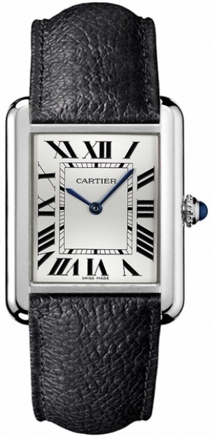 Montre Cartier Tank Solo en acier à cadran chiffres romains pour hommes ou femmes WSTA0028