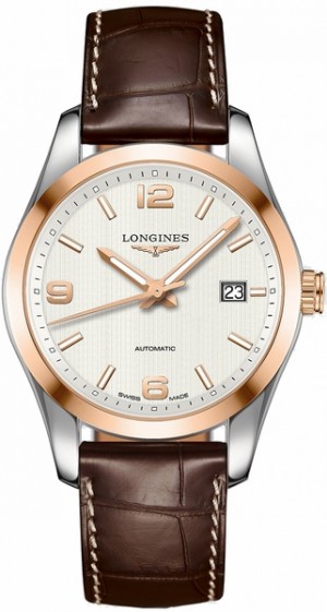 Montre Longines Conquest Classic cadran or rose et argent massif pour homme L2.785.5.76.3