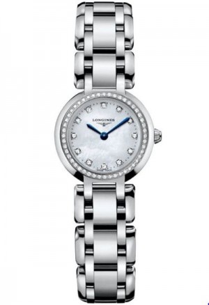 Longines PrimaLuna Cadran blanc perlé avec diamants Montre pour femmes L8.109.0.87.6