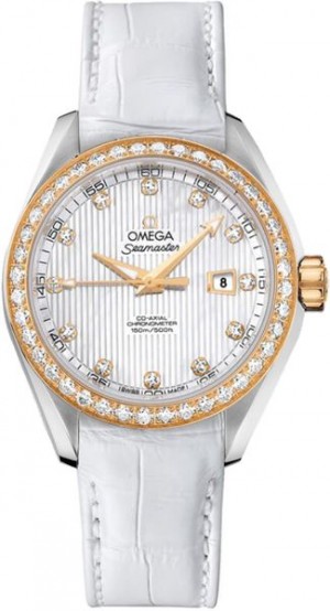 Diamant Co-Axial Omega Seamaster Aqua Terra et White Pearl Women's Watch 231.28.34.20 .55.001