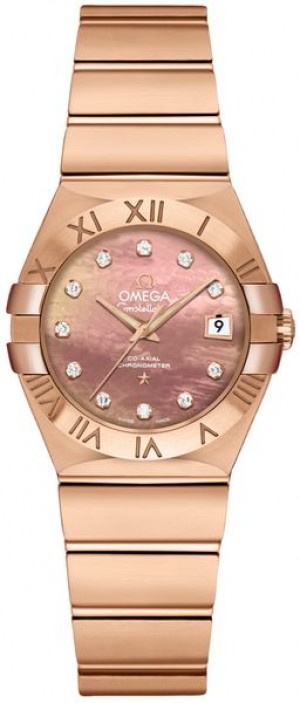Montre pour femmes Omega Constellation à cadran brun perlé et diamant 123.50.27.20.57.001