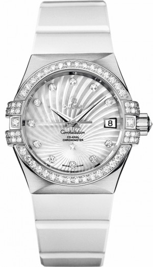 Montre Omega Constellation en or blanc 18 carats pour femmes 123.57.35.20.55.005