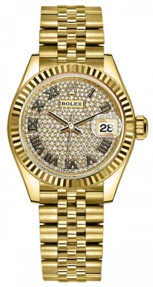 Montre Rolex Lady-Datejust 28 Diamond Pave Dial Women's Watch 279178