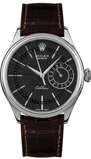 Rolex Cellini Date Domed & Fluted Double Bezel Men's Watch 50519
