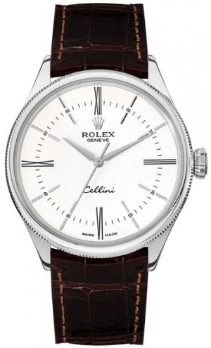 Rolex Cellini Time Cadran blanc Index Index des heures Montre pour homme 50509