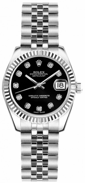 Rolex Lady-Datejust 26 Montre pour femmes à cadran noir 179174