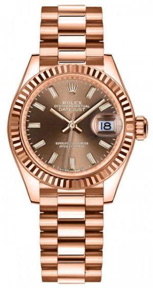 Rolex Lady-Datejust 28 Montre pour femmes à cadran chocolat 279175