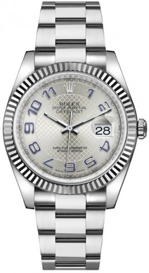 Montre Rolex Datejust 36 à cadran argenté et lunette cannelée 116234