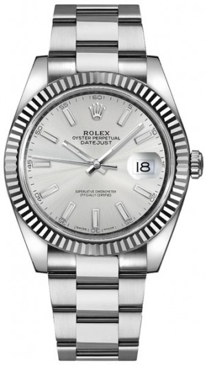Rolex Datejust 41 Montre bracelet en huître à cadran argenté 126334
