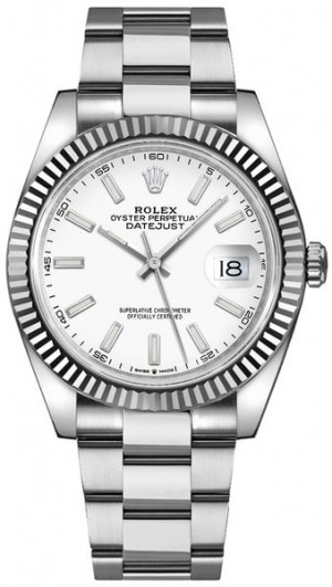 Rolex Datejust 41 Montre pour homme à cadran blanc en or et acier 126334