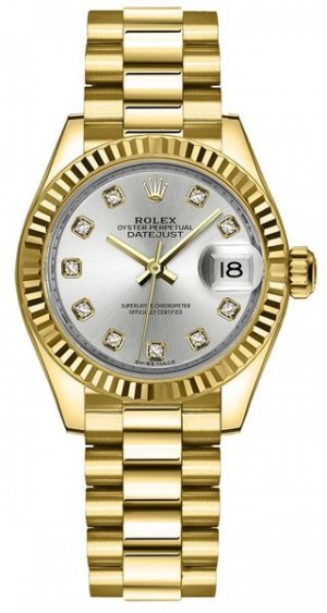 Montre Rolex Lady-Datejust 28 en or jaune 18 carats pour femme 279178