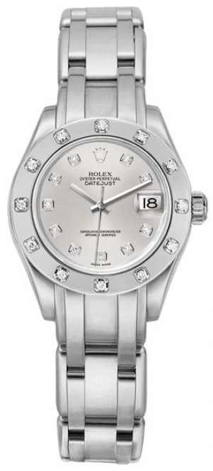 Montre Rolex Pearlmaster pour femmes, cadran argent 80319