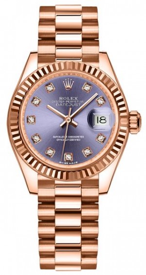 Montre Rolex Lady-Datejust 28 Aubergine Dial Women's Watch 279175
