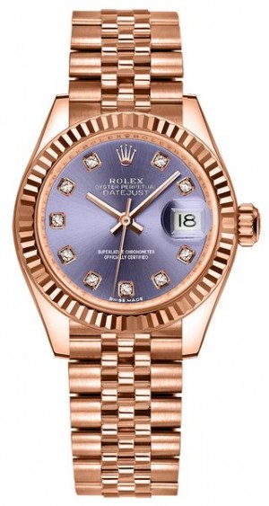 Montre Rolex Lady-Datejust 28 bracelet jubilé en or rose pour femmes 279175