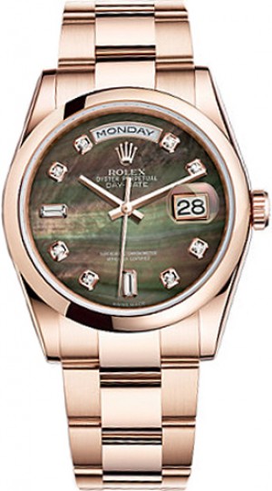 Montre Rolex Day-Date 36 en or et nacre noire 118205