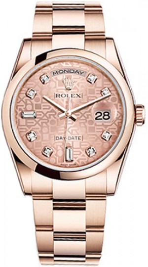 Montre Rolex Day-Date 36 rose à cadran jubilaire 118205