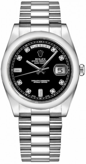 Rolex Day-Date 36 Montre en platine avec diamants noirs 118206