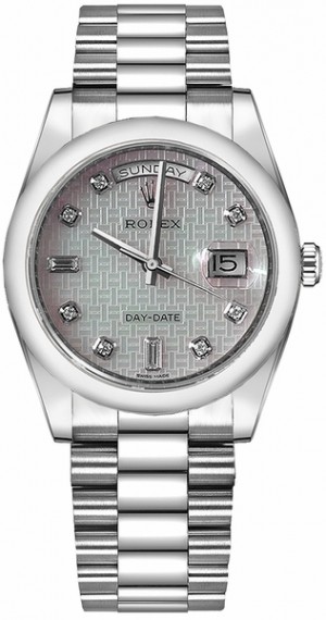 Montre Rolex Day-Date 36 en platine et nacre 118206