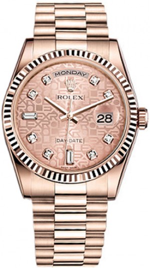 Montre Rolex Day-Date 36 diamants roses en or rose 118235