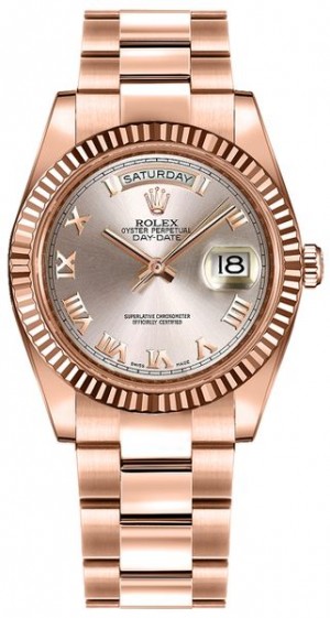 Montre Rolex Day-Date 36 en or rose à chiffres romains Everose 118235