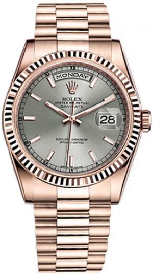 Rolex Day-Date 36 Montre automatique en or rose pour homme 118235