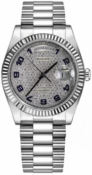 Montre Rolex Day-Date en or à cadran pavé de 36 diamants 118239
