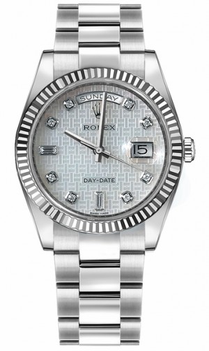Rolex Day-Date 36 Montre en or à lunette cannelée 118239