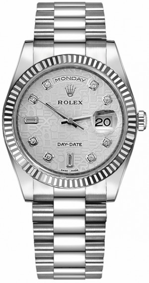 Montre Rolex Day-Date 36 Jubilé d'argent Cadran en diamant Montre en or 118239