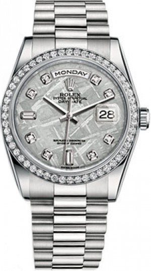 Rolex Day-Date 36 Montre-bracelet en platine et diamant Président 118346