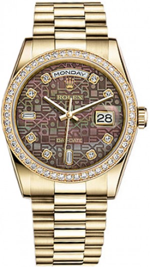 Rolex Day-Date 36 Montre en nacre noire avec diamants 118348