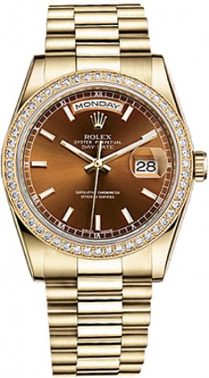 Montre Rolex Day-Date 36 en or jaune 18 carats 118348