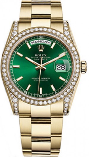 Montre Rolex Day-Date 36 cadran vert en or 18K 118388